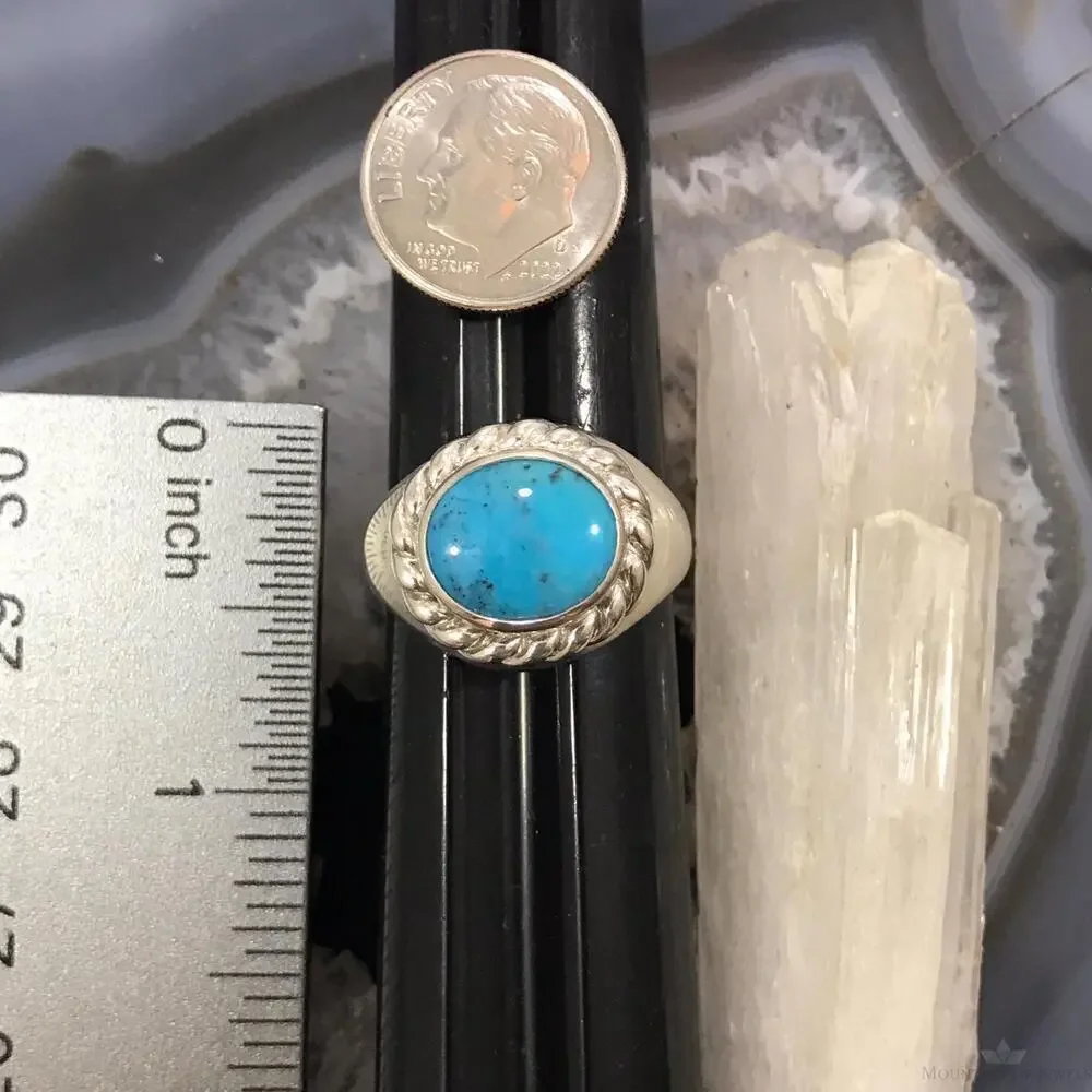 Carolyn Pollack Sterling Horizontally Mounted Oval Turquoise Ring Size 10